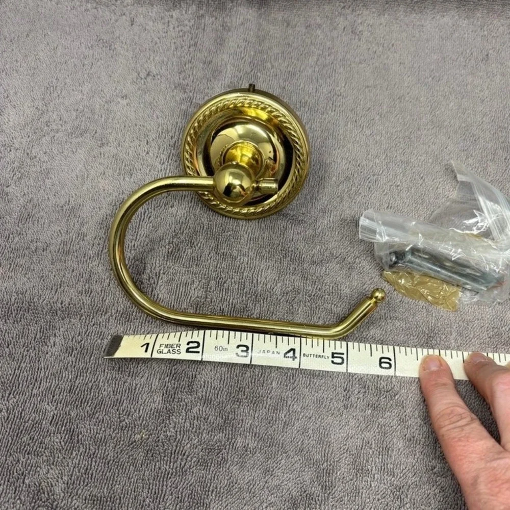 Vintage Polished Brass Rope Twist Wall Mount Toilet‎ Paper Holder Gold Tone